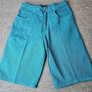 Vintage Cross Colours Ezee Twill Baggy Shorts Teal Blue Size 32 90s Hip Hop